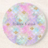 Paarse roze goudzout Glitter Mermaid Sparkle Zandsteen Onderzetter (Voorkant)