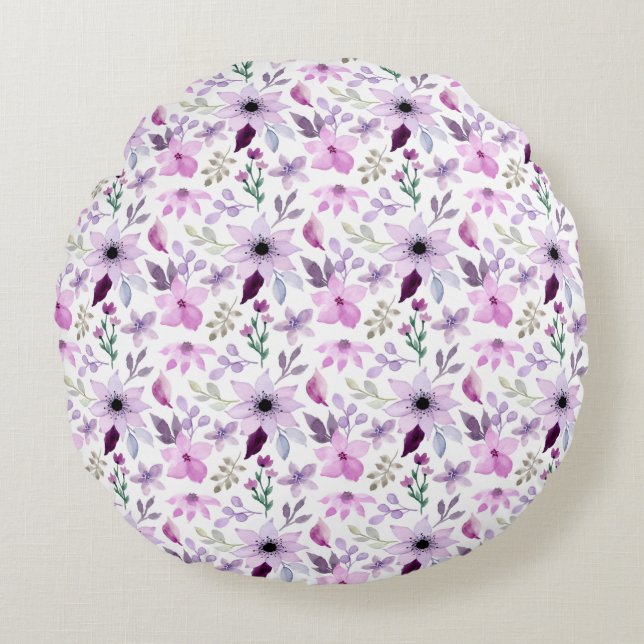 Paarse roze graankbloemen rond kussen (Voorkant)