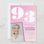 Paarse Roze Gradiënt Foto 93e verjaardag Kaart (Voorkant)