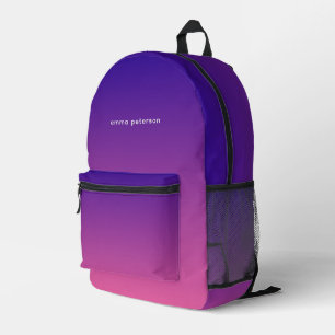  Paarse Roze Gradiënt Regenboog Monogram Bedrukte Rugzak