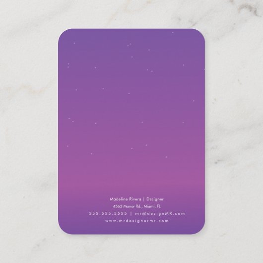 Paarse roze gradiënthandgemaakte oorscherm Kaart Contactkaartje (Achterkant)