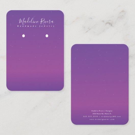 Paarse roze gradiënthandgemaakte oorscherm Kaart Contactkaartje (Voorkant / Achterkant)