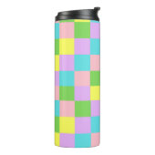 Paarse Roze Groen Geel Blauw Plaid Thermosbeker (Gedraaid links)