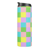 Paarse Roze Groen Geel Blauw Plaid Thermosbeker (Geroteerd rechts)