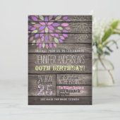 Paarse, Roze, Groene Bloem Rustiek Hout Verjaardag Kaart (Staand voorkant)