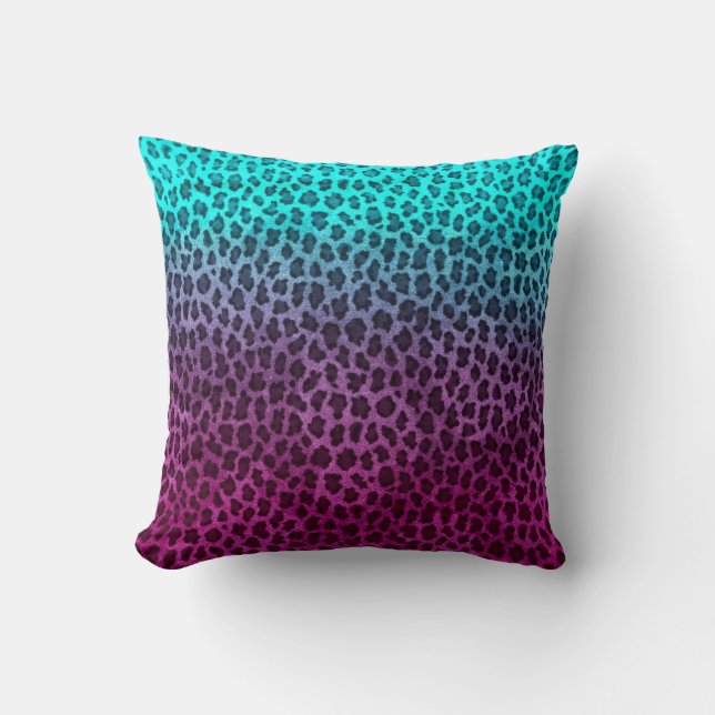 Paarse roze groene Cheetah Print Kussen (Voorkant)