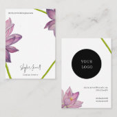 Paarse Roze Groene Lotus Bloem Oorbel Display Visitekaartje (Voorkant / Achterkant)