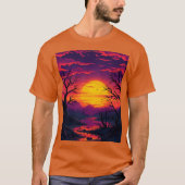 Paarse Roze Halloween Sunset T-shirt (Voorkant)
