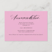 Paarse roze handgeschreven accommodatie informatiekaartje (Voorkant)