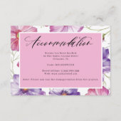 Paarse roze handgeschreven accommodatie informatiekaartje (Voorkant)