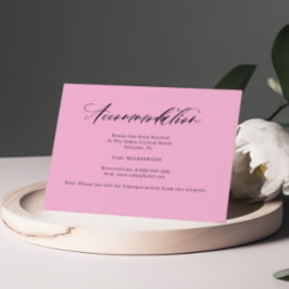 Paarse roze handgeschreven accommodatie informatiekaartje