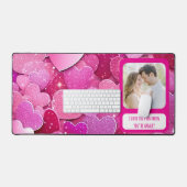 Paarse roze harten als je boos bent bureaumat (Keyboard & Muis)