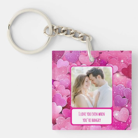 Paarse roze harten als je boos bent sleutelhanger (voorkant)