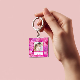 Paarse Roze Harten Deel Mijn Frieten Sleutelhanger