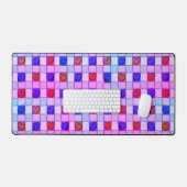 Paarse roze harten gingham Desk Mat (Keyboard & Muis)