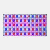 Paarse roze harten gingham Desk Mat (Voorkant)