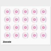 Paarse & Roze Harten Monogram Afdichting Ronde Sticker (Vel)