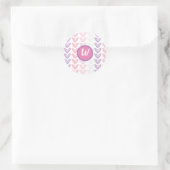 Paarse & Roze Harten Monogram Afdichting Ronde Sticker (Tas)