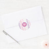Paarse & Roze Harten Monogram Afdichting Ronde Sticker (Envelop)