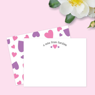 Paarse & Roze Harten Mooie Meisjesachtige Notitiek Notitiekaartje