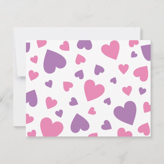 Paarse & Roze Harten Mooie Meisjesachtige Notitiek Notitiekaartje (Achterkant)