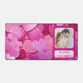 Paarse roze hartjes sms ik meteen terug bureaumat (Voorkant)