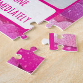 Paarse roze hartjes sms ik meteen terug legpuzzel (Zijkant)