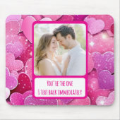 Paarse roze hartjes sms ik meteen terug muismat (Voorkant)