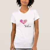 *~* Paarse roze hartritme ingenomen platter Waterv T-shirt (Voorkant)