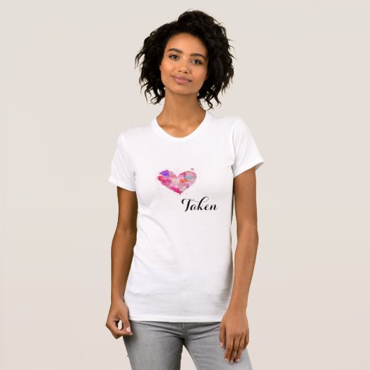 *~* Paarse roze hartritme ingenomen platter Waterv T-shirt (Voorkant volledig)
