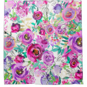 Paarse roze, heldere kleurrijke moderne bloemkool douchegordijn (Voorkant)