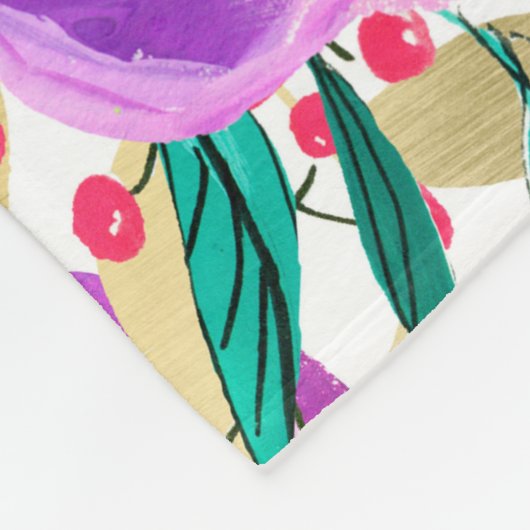 Paarse roze, heldere kleurrijke moderne bloemkool fleece deken (Hoek)