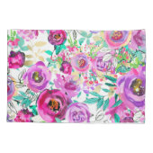 Paarse roze, heldere kleurrijke moderne bloemkool kussensloop (Achterkant)