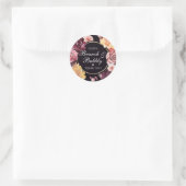 Paarse roze herfst Floral Bridal Brunch Bubble Ronde Sticker (Tas)