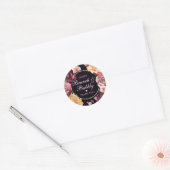 Paarse roze herfst Floral Bridal Brunch Bubble Ronde Sticker (Envelop)
