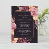 Paarse roze herfst Floral Bridal Luncheon Kaart (Staand voorkant)
