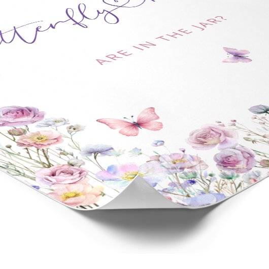 Paarse roze hoeveel vlinder kussen spel poster (Hoek)