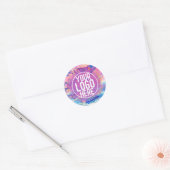 Paarse Roze Holograaf Glitter Confetti Logo Ronde Sticker (Envelop)