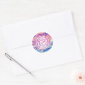 Paarse Roze Holograaf Glitter Confetti Logo Ronde Sticker (Envelop)