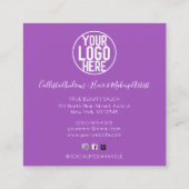 Paarse Roze Holograaf Glitter Confetti Logo Vierkante Visitekaartje (Achterkant)