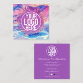 Paarse Roze Holograaf Glitter Confetti Logo Vierkante Visitekaartje (Voorkant / Achterkant)