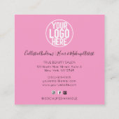 Paarse Roze Holograaf Glitter Confetti Logo Vierkante Visitekaartje (Achterkant)
