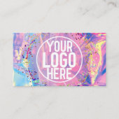 Paarse Roze Holograaf Glitter Confetti Logo Visitekaartje (Voorkant)