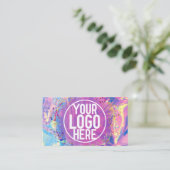 Paarse Roze Holograaf Glitter Confetti Logo Visitekaartje (Staand voorkant)