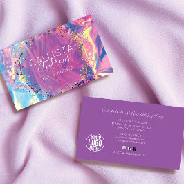 Paarse Roze Holograaf Glitter Confetti Salon Busin Visitekaartje