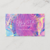 Paarse Roze Holograaf Glitter Confetti Salon Busin Visitekaartje (Voorkant)