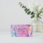 Paarse Roze Holograaf Glitter Confetti Salon Busin Visitekaartje (Staand voorkant)