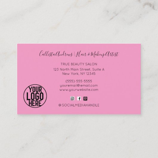Paarse Roze Holograaf Glitter Confetti Salon Busin Visitekaartje (Achterkant)