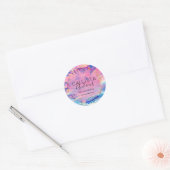 Paarse Roze Holograaf Glitter Confetti Salon Klass Ronde Sticker (Envelop)
