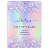 Paarse roze holografische business klembord (Achterkant)